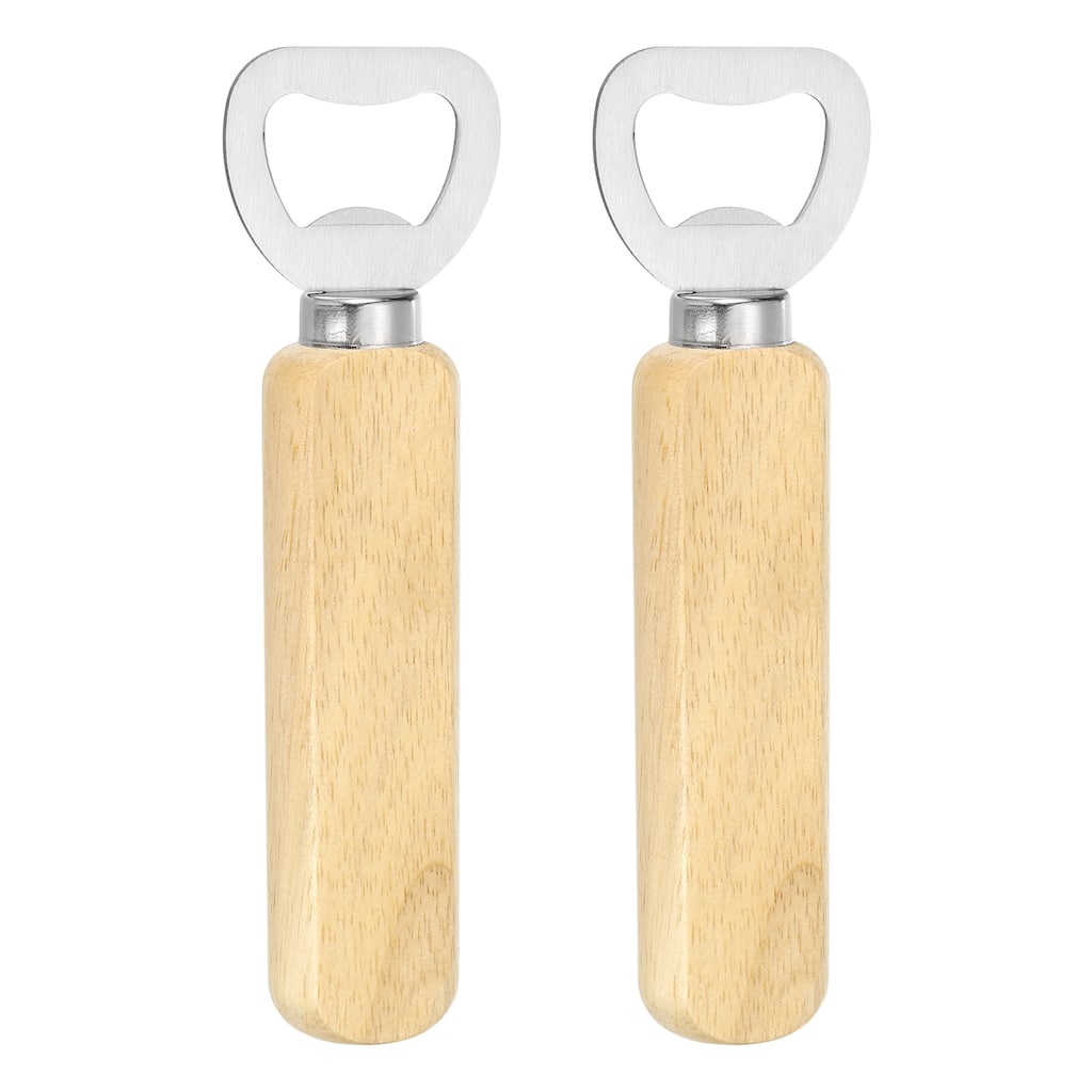 Bottle Opener, Wooden Handle Stainless Steel Beer Bottle Opener - Silver, Wood
