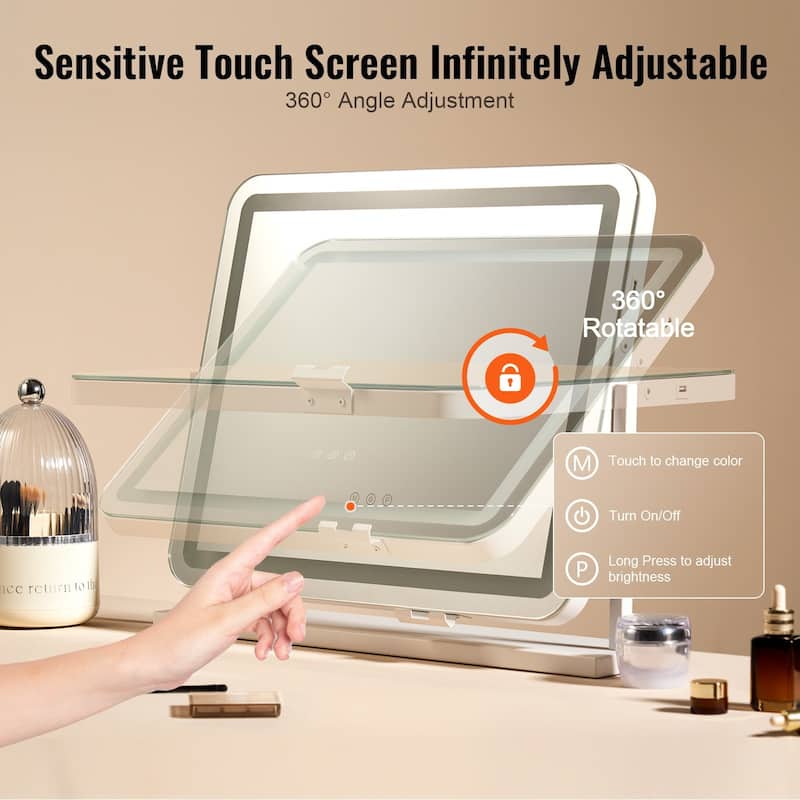 5 x Magnification Color Lighted Makeup Mirror with Charging Outlet and 2 Suction Cups