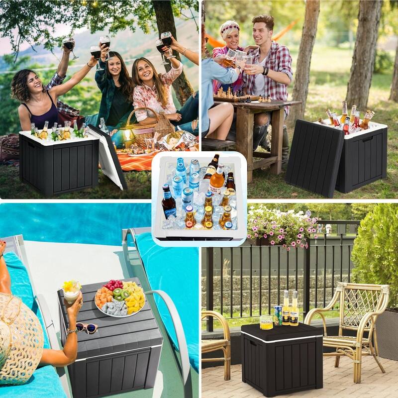 10 Gallon Cooler Side Table, Portable Multifunctional Ice Cooler Outdoor Cocktail Side Table for Camping, Pool, Party