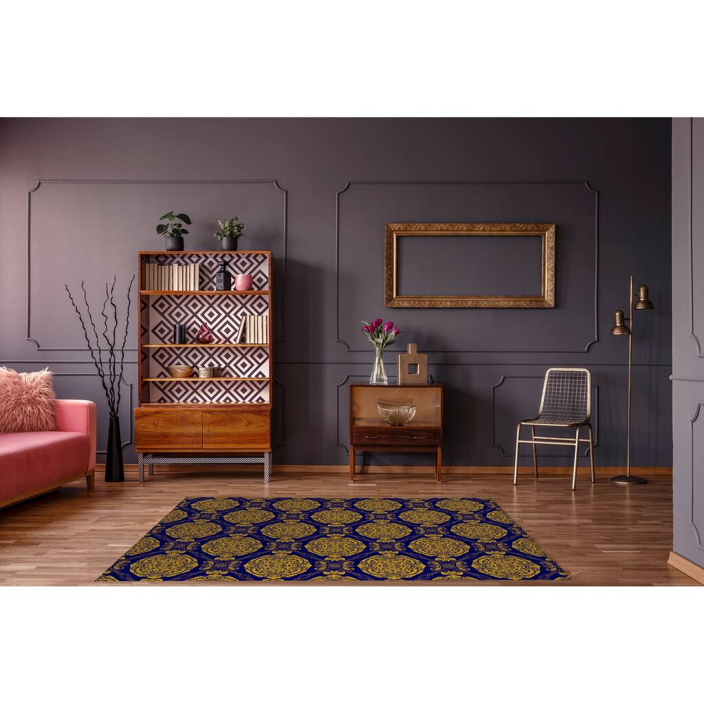 SUMA NAVY & GOLD Area Rug By Kavka Designs - Overstock - 31567507