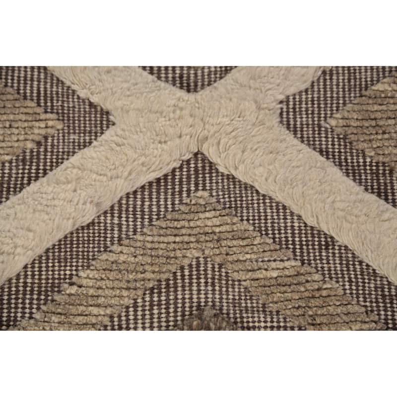 Geometric Modern Moroccan Indian Area Rug Handmade Wool Carpet - 5'1" x 8'1"