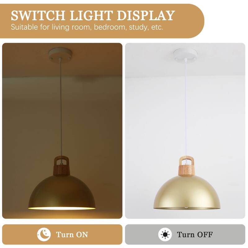 1-Light Rustic Hanging Pendant Light with Metal Shaded for Kitchen Island