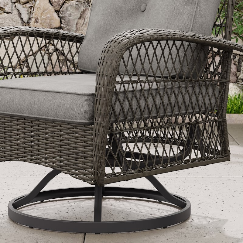 Corvus Livorno Outdoor 3-piece Steel Wicker Swivel Chat Set