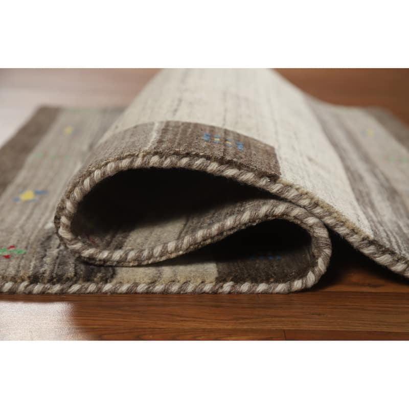 Gabbeh Indian Rug Handmade Tribal Beige Foyer Wool Carpet - 3'1" x 3'11"