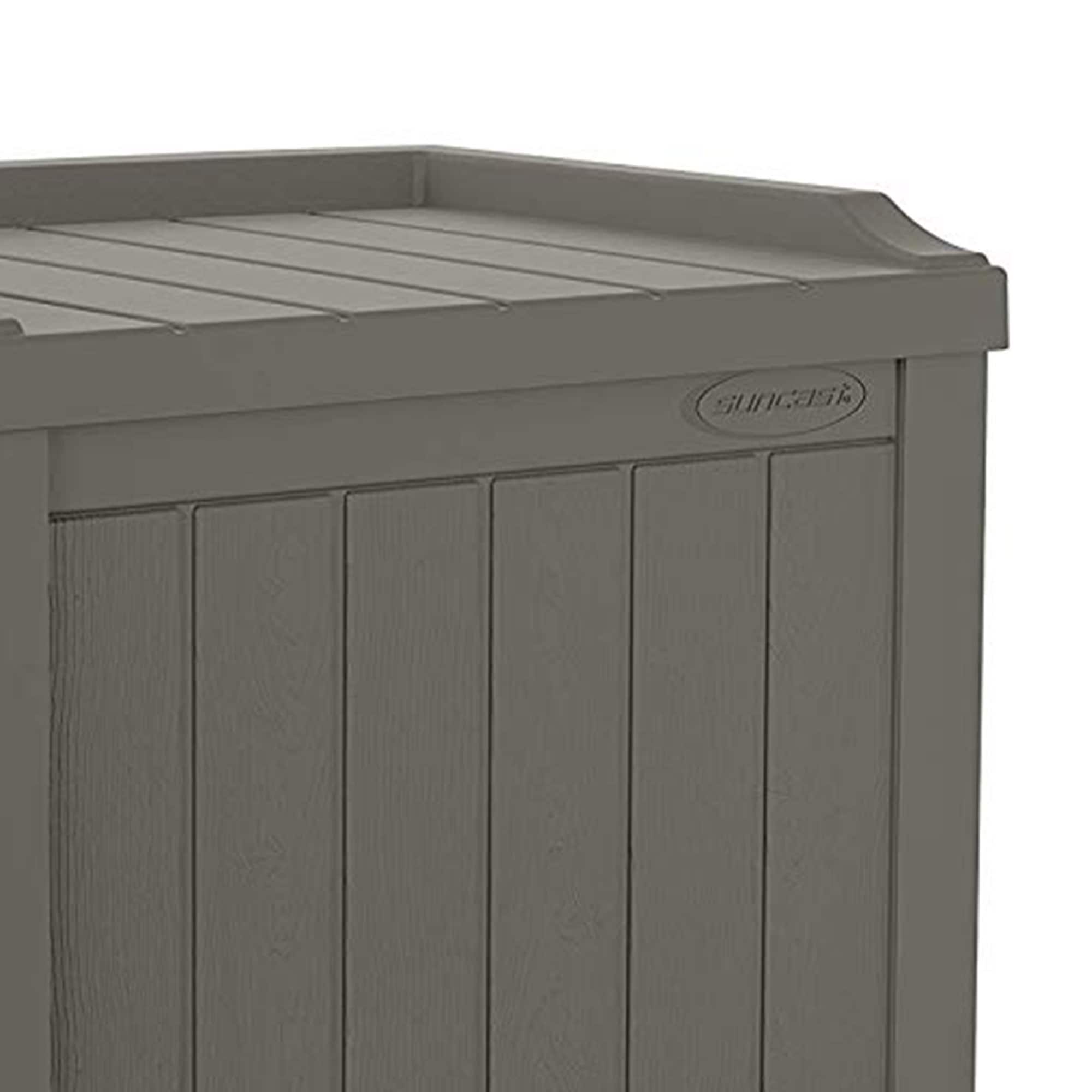 Suncast 22 Gallon Outdoor Patio Small Deck Chest Box with Storage Seat Stone 9.30