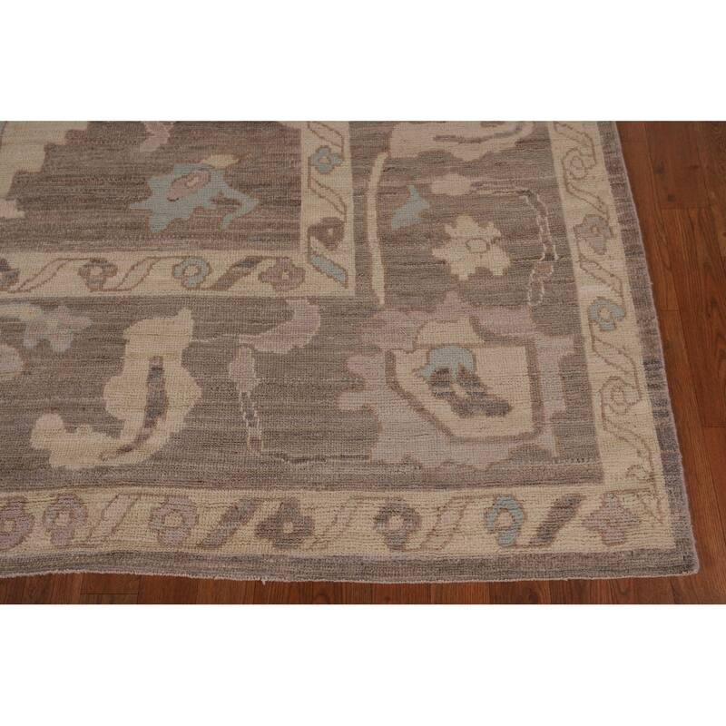 Brown Oushak Turkish Area Rug Handmade Wool Carpet - 8'5" x 9'10"