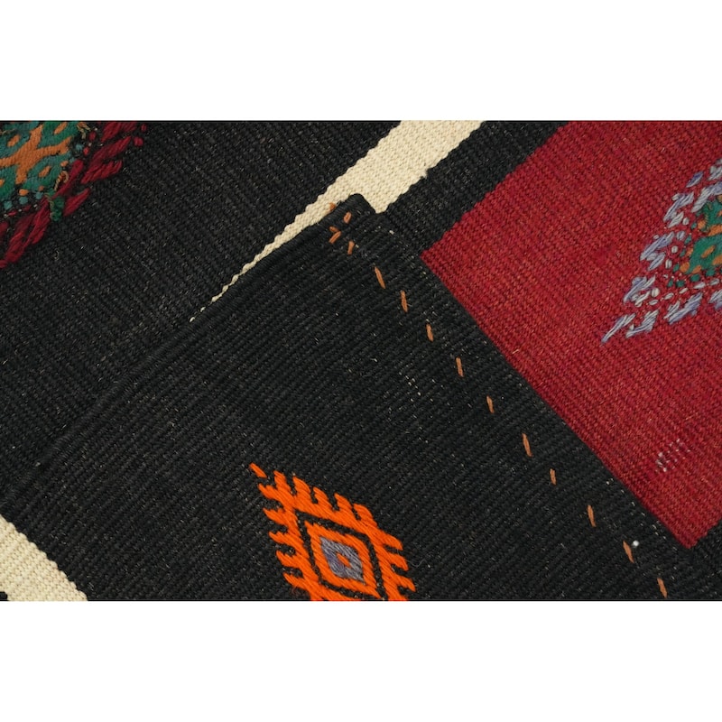 Hand Woven Oriental 100% Wool Carpet Southwestern Tribal Red Kilim Area Rug - 10' 5'' X 5' 8''