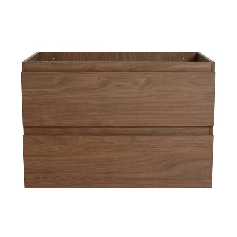 24" Floating Bathroom Vanity Cabinet with 2 Soft-Close Drawers, Wood Grain Design, Eco-Friendly Plywood - 29.31in L Plywood - 29.31in L Brown Oak