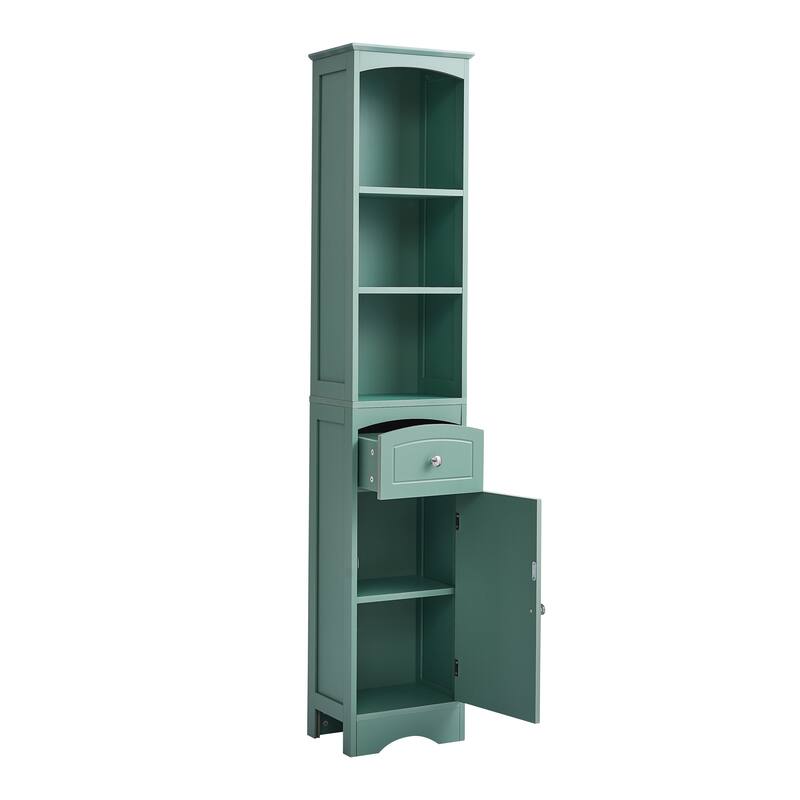 GDFStudio - Tall Bathroom Storage Cabinet, Freestanding with Drawer, Adjustable Shelf, MDF