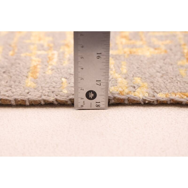 ECARPETGALLERY Hand-knotted Elysian Light Gold Viscose, Wool Rug - 6'6 x 9'8