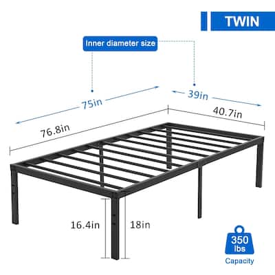Javlergo 14/16/18 Inch Metal Platform Bed Frame, Heavy Duty Slat Support /No Box Spring Needed