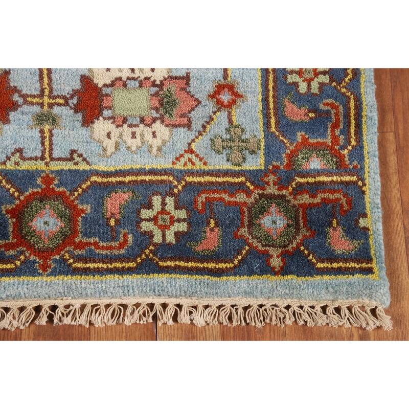 Light Blue Oushak Oriental Accent Rug Hand-Knotted Wool Carpet - 3'0" X 4'11"