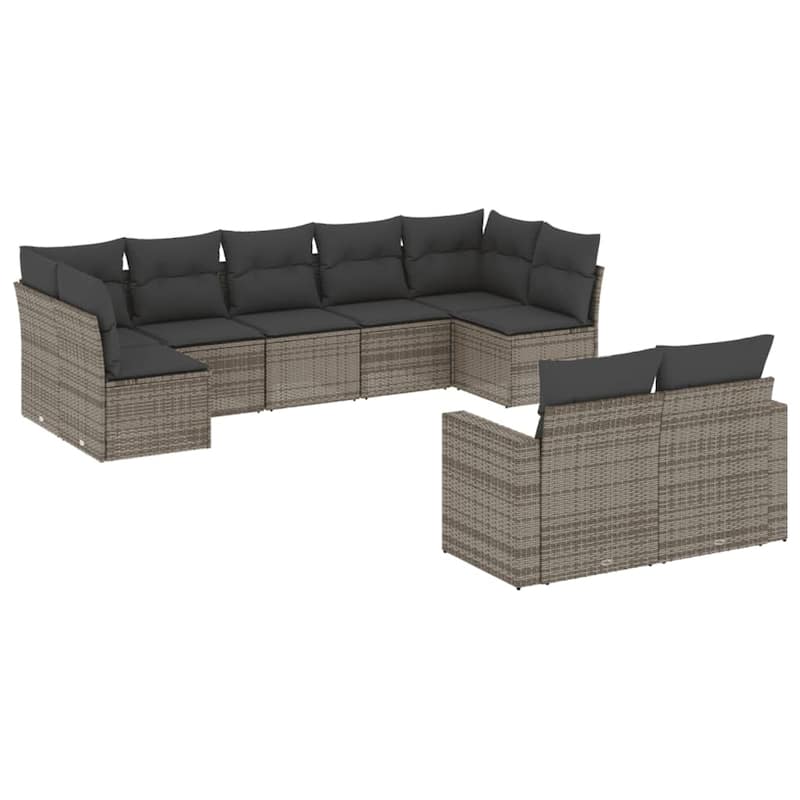 vidaXL Garden Sofa Set Grey PE rattan Large UV-resistant materials - 24.4 x 25.8 x 27.2
