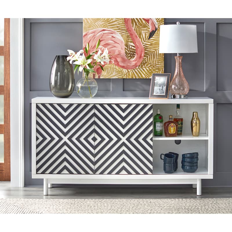 Lifestorey Mason Mid-century Modern Buffet/Sideboard - White/Black