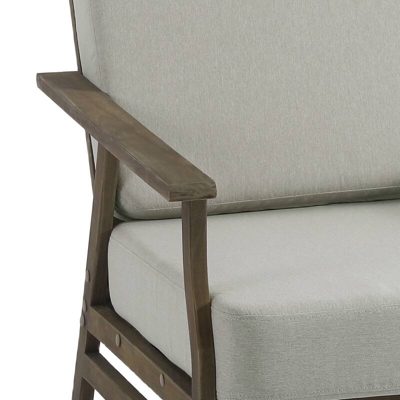 Modern Wood Cushioned Outdoor Patio Sofa Loveseat with Coffee Table