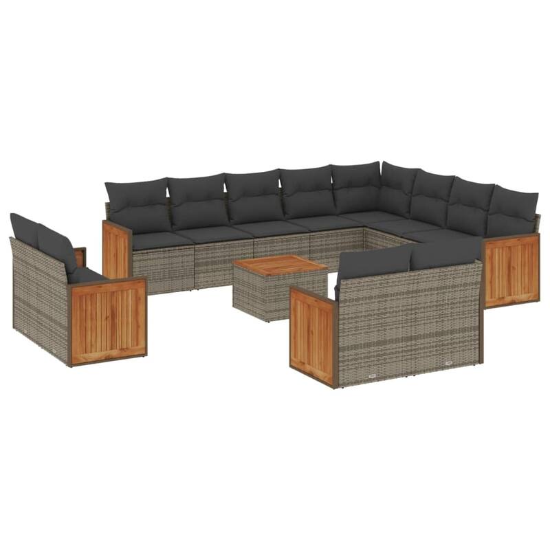 vidaXL Patio Sofa Set with Cushions Outdoor Conversation Furniture Poly Rattan