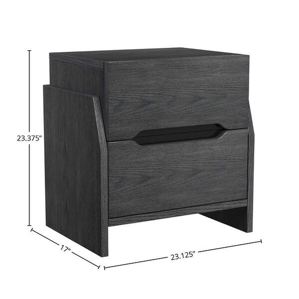 dimension image slide 0 of 2, Darby 2- Drawer Solid Wood Nightstand with Power