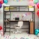 preview thumbnail 1 of 24, Twin Size Metal Loft Bed with L-shaped Desk and Shelves, Sturdy Steel Frame, Space-Saving Design for Bedroom Black