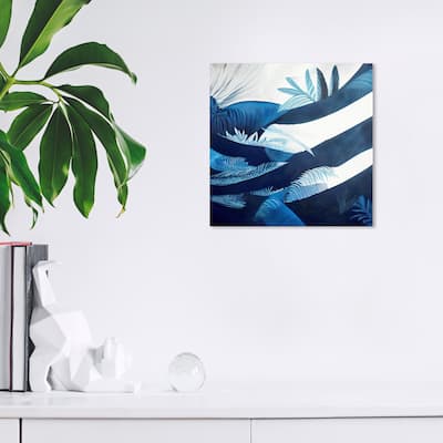 Wynwood Studio Canvas Floral and Botanical Rippling Hills Blue Blue and Tropical Wall Art Canvas Print - Blue, White