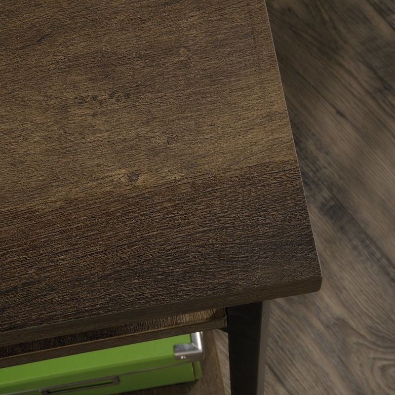 Wood L-Shaped Desk with Rustic Style, Brown