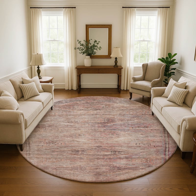 Premium Washable Super Soft Vintage Traditional Mayfield Rug - Salmon - 8' x 8'