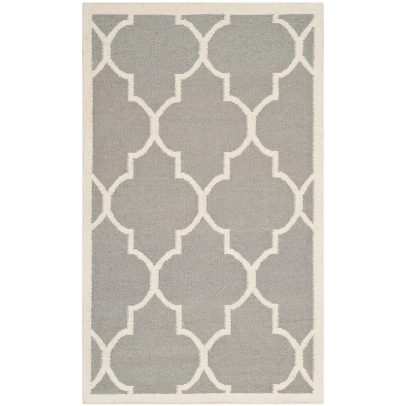 SAFAVIEH Handmade Flatweave Dhurries Anniina Modern Moroccan Wool Rug - 3' x 5' - Grey/Ivory