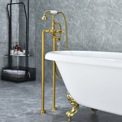 Altair Forcé Vintage Style Cross Handle Claw Foot Floor Mounted Tub Filer with Handshower