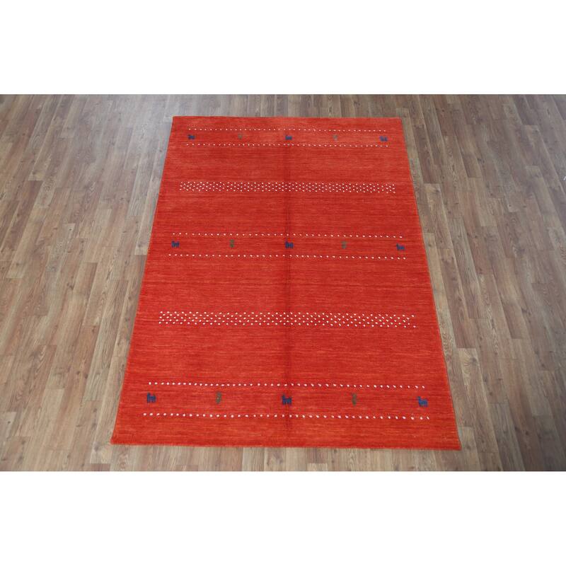 Tribal Contemporary Gabbeh Indian Rug Handmade Bedroom Wool Carpet - 4'6" x 6'6"