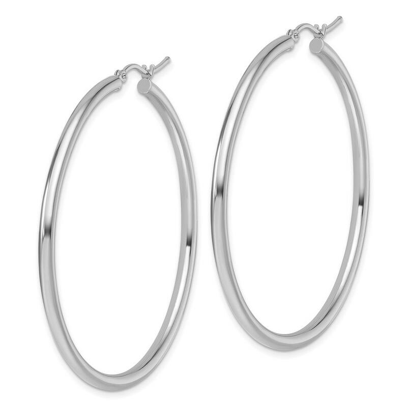 Curata 14k White Gold Polished Lightweight Tube Hoop Earrings - 53x53mm