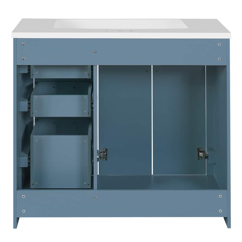 GDFStudio - Rines Modern Freestanding Bathroom Vanity with 3 Drawers & Soft Closing Doors - 36"W