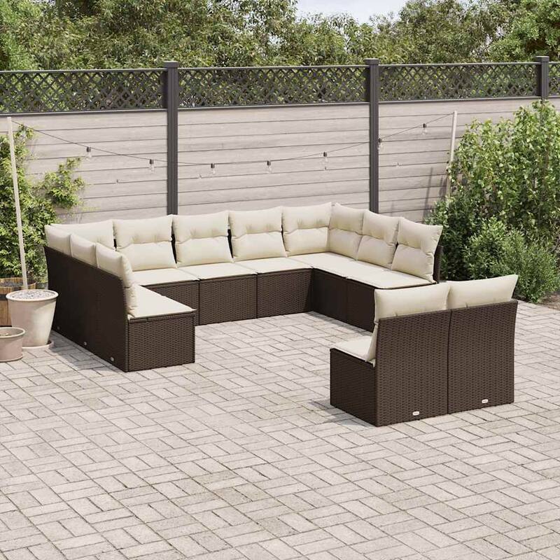 vidaXL Garden Sofa Set Brown, Cream - 24.4 x 24.4 x 27.2