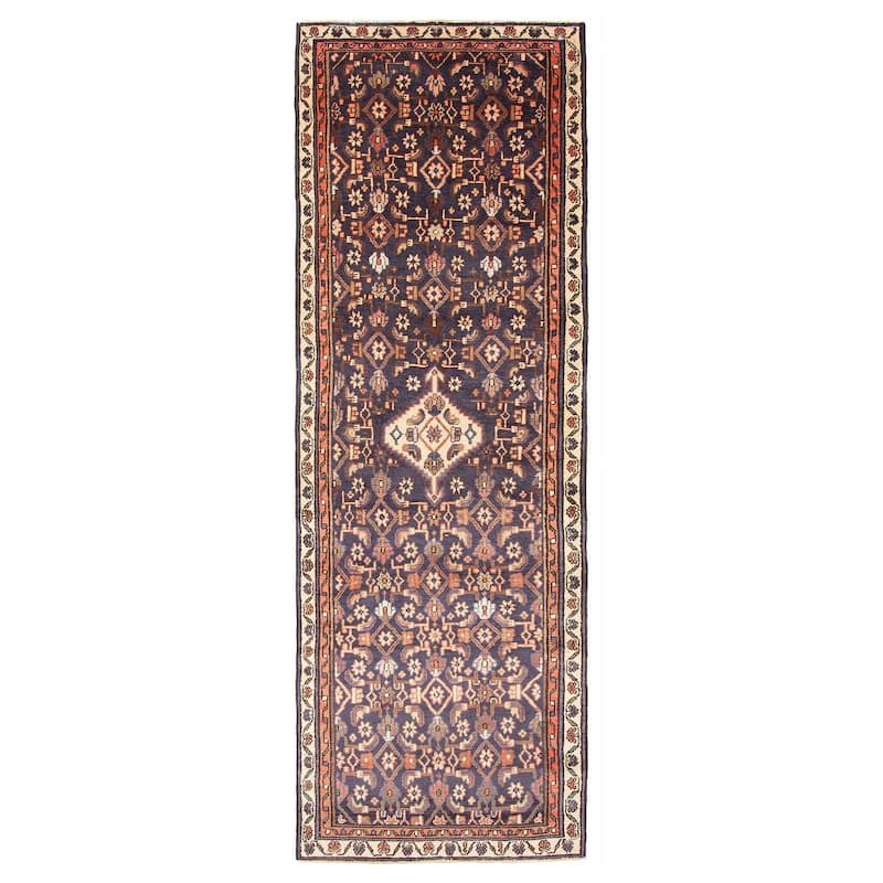 ECARPETGALLERY Hand-knotted Andelz Dark Navy Wool Rug - 3'3 x 9'9 - Dark Navy - 3'3 x 9'9