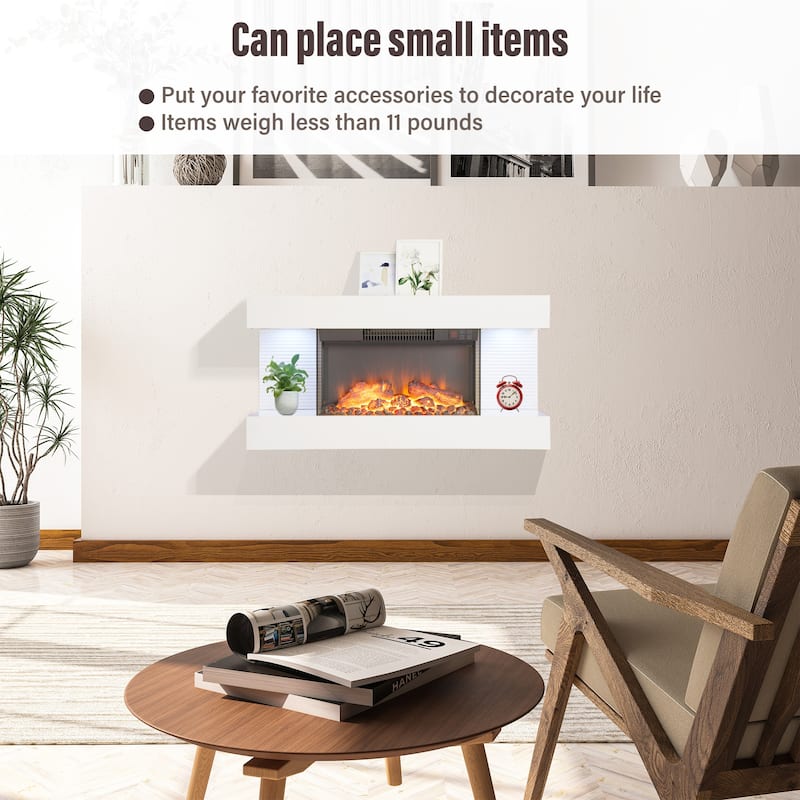 3-Sided Electric Fireplace, Wall Mounted LED Electric Fireplace