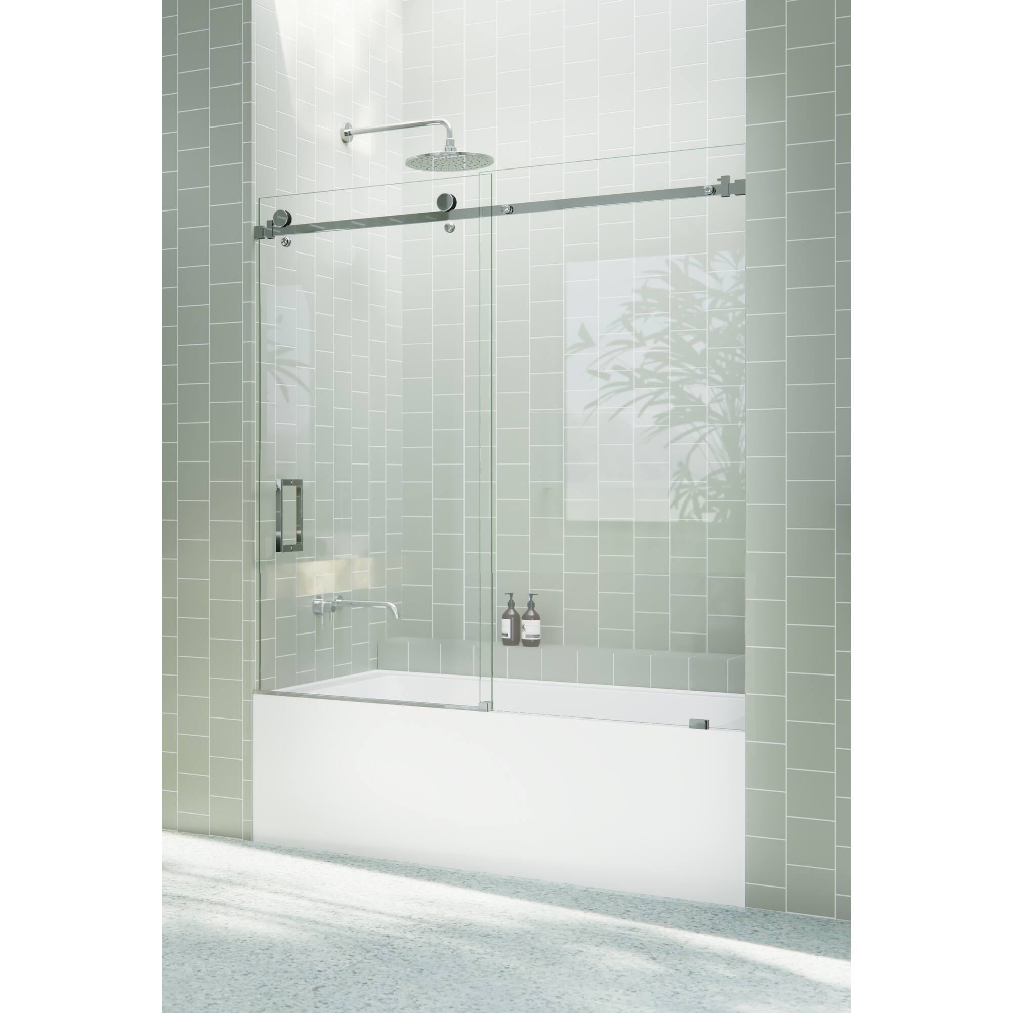 Glass Warehouse 56 in. 60 in. x 60in. Frameless Bath Tub Sliding