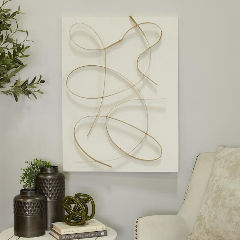Metal Abstract Overlapping Lines Home Wall Decor with White or Black Backing - White or Black - CosmoLiving by Cosmopolitan