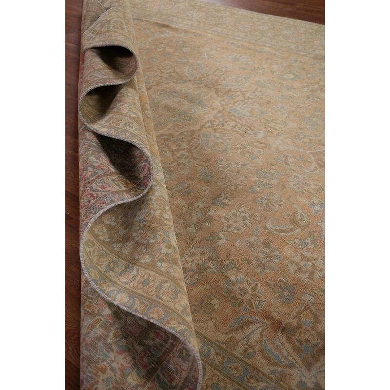 Distressed Muted Najafabad Persian Vintage Hand-Knotted Wool Carpet - 9'3" x 12'11"