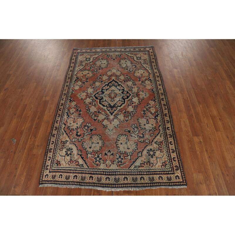 Antique Pink Mahal Persian Area Rug Handmade Wool Carpet - 4'0" x 6'6"