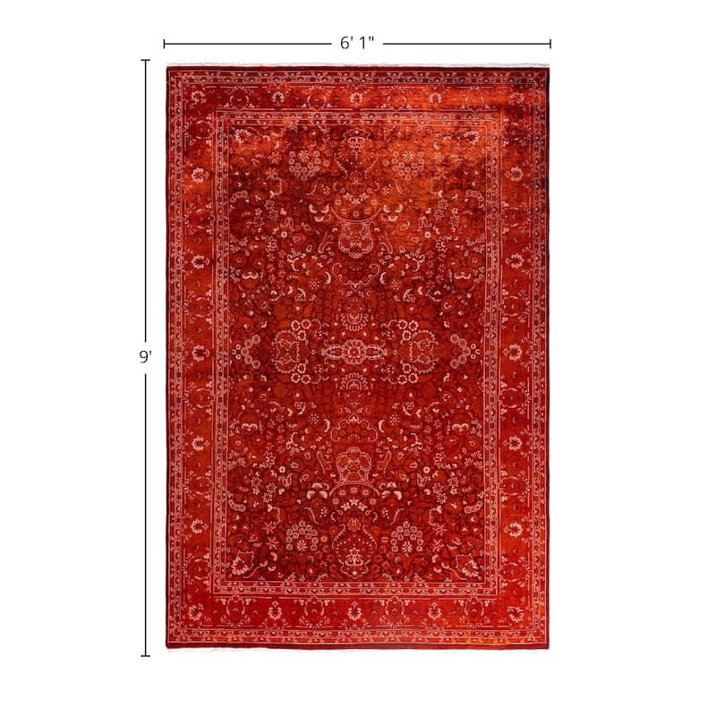 Fine Vibrance One-of-a-Kind Hand-Knotted Area Rug - Orange, 6' 1" x 9' 0" - 6' 1" x 9' 0"