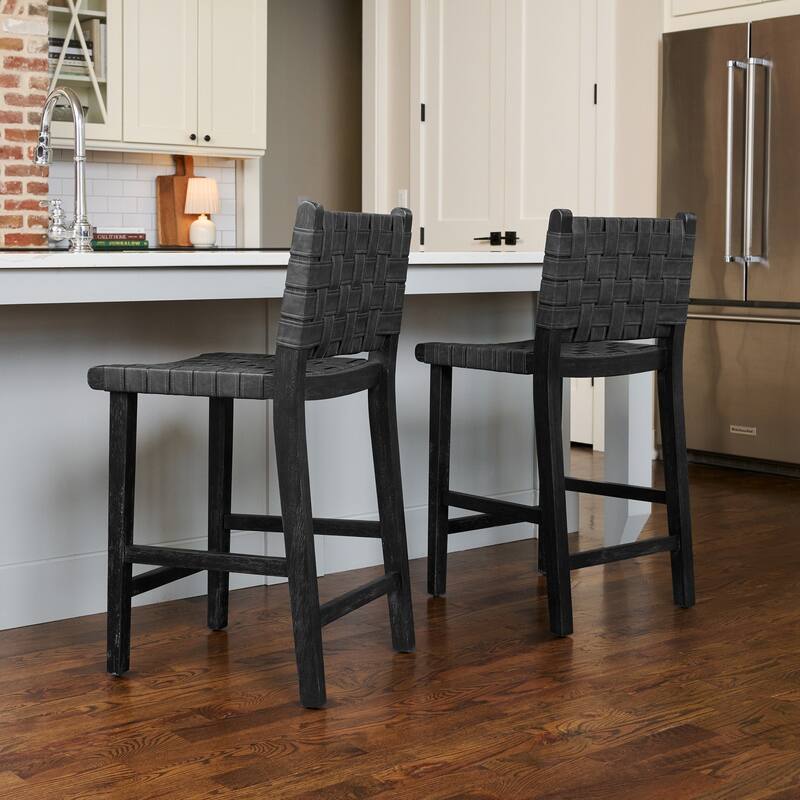 Maven Lane Noah Kitchen Dining Stool with Vegan Leather