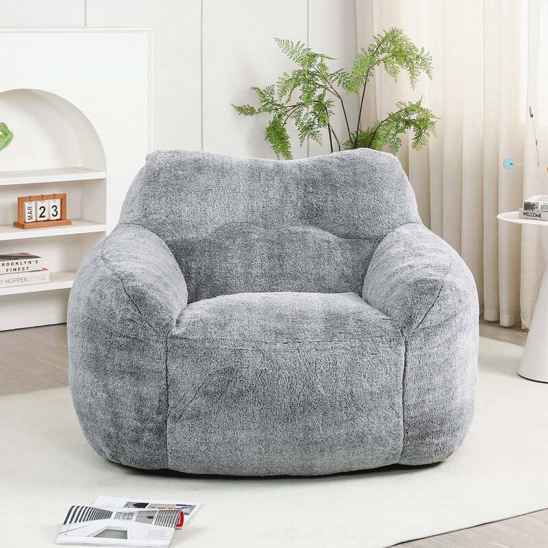 Giant Bean Bag Sofa Chair with Armrests,for Ultimate Comfort and Versatility in Any Room - Dark Gray