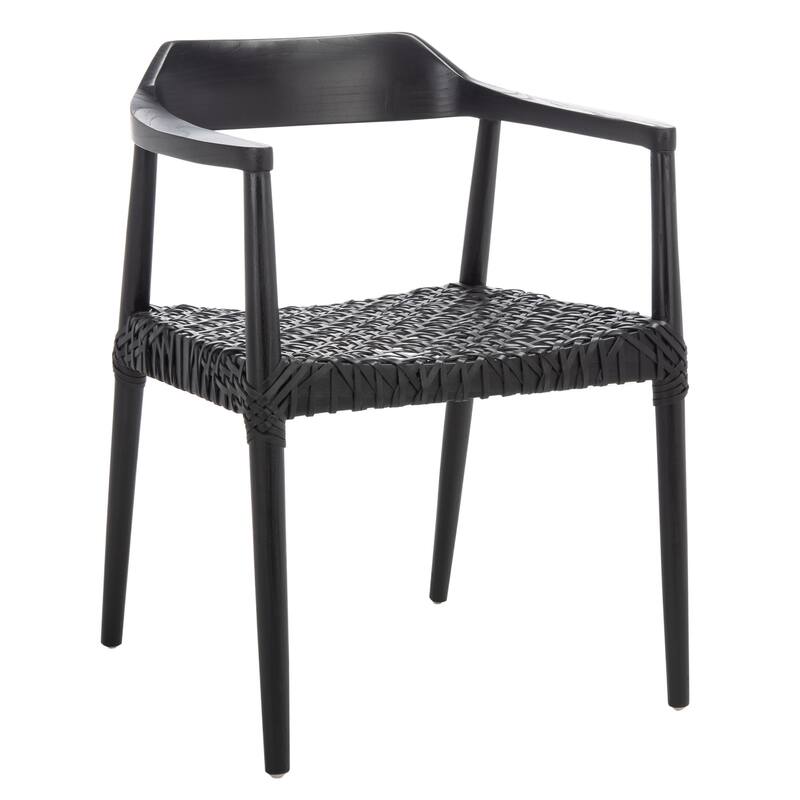 Munro Wanda Woven Leather & Solid Wood Accent Chair (Fully Assembled) - 22" W x 20.5" L x 28.5" H - 22Wx21Dx29H