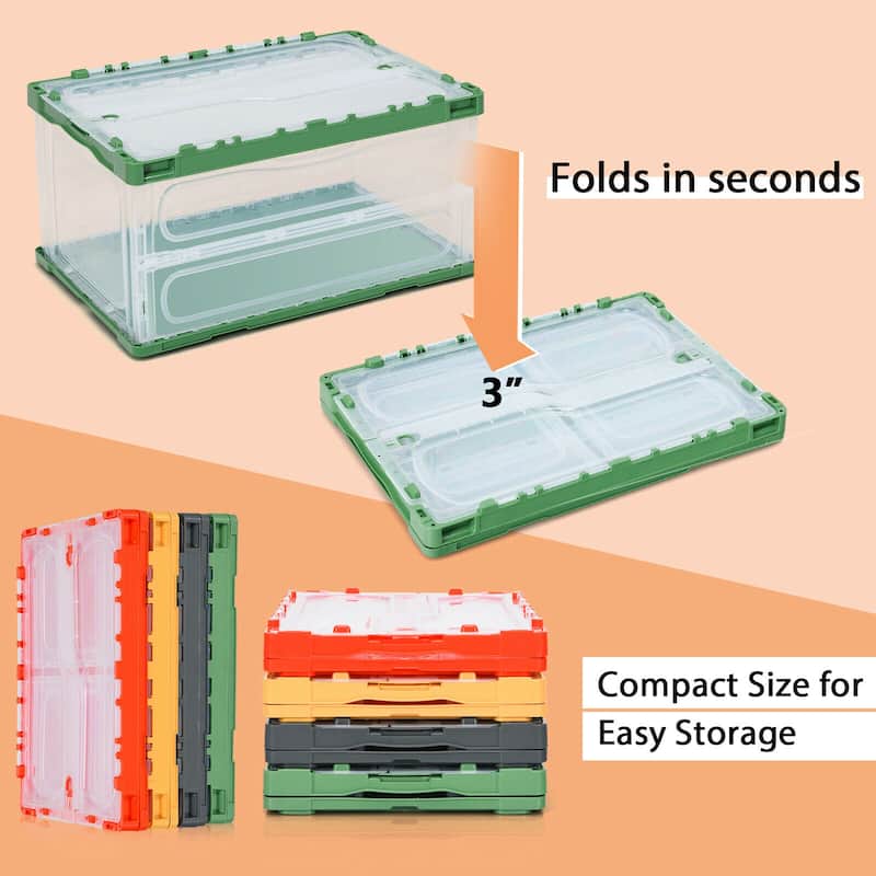 Collapsible Storage Bins Folding Plastic Stackable Utility Crates