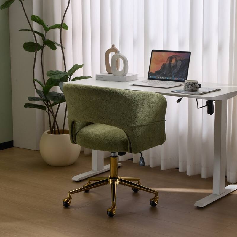 22.64 Inch Velvet Ring Backrest Swivel Office Chair