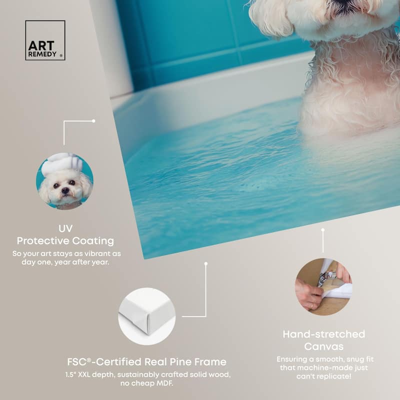 Fluff in the Tub Canvas by Art Remedy, Gallery Wrapped