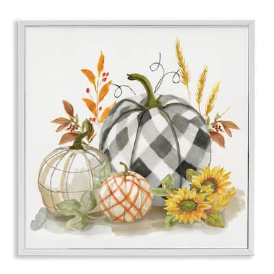 Stupell Patchwork Patterned Pumpkins Fall Harvest Still Life Framed Wall Art