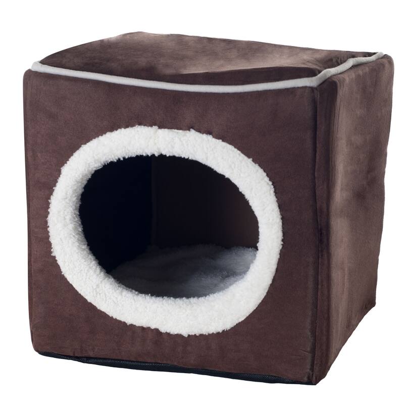 PETMAKER Cozy Cat Cave Enclosed Cube Indoor Pet Bed