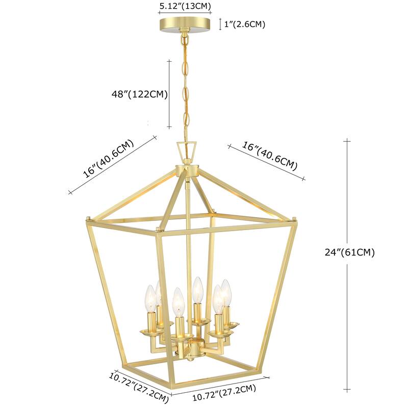 6 Soft Gold Light Pendant - 10.72"x10.72"x24"