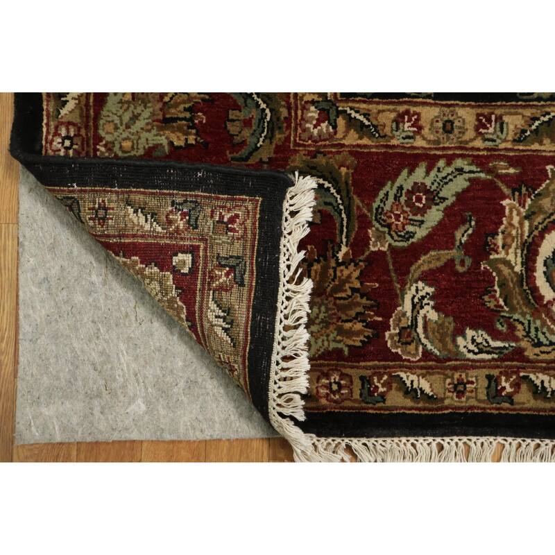 Hand Knotted Oriental 100% Wool Carpet Traditional All-Over Black Agra Area Rug - 8' 0'' X 8' 2''