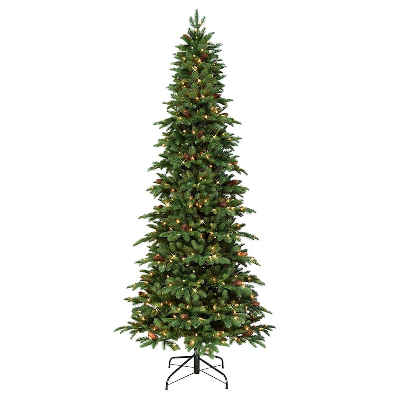 7.5' Slim Spruce Artificial Tree Glitter Accents Clear Lights - 7.5 Foot
