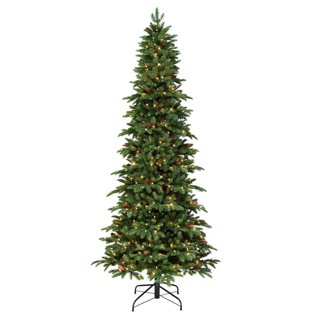 7.5' Slim Spruce Artificial Tree Glitter Accents Clear Lights - 7.5 Foot